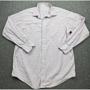 Brooks Brothers Button Shirt Mens Sz 16.5-35 Pink Blue White Egyptian Cotton USA